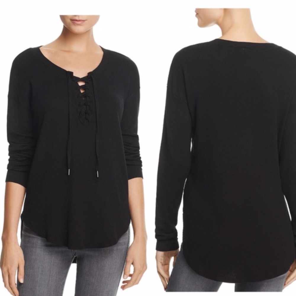 Splendid tie-front long sleeve